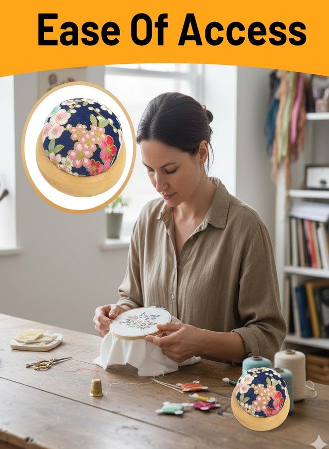 Buildcon Pin Cushion, Sakura Design Sewing Pin Holder for Needles, Perfect for DIY Crafts, Quilting and Embroidery, 7cm Diameter, 3.85cm Height - Image 5